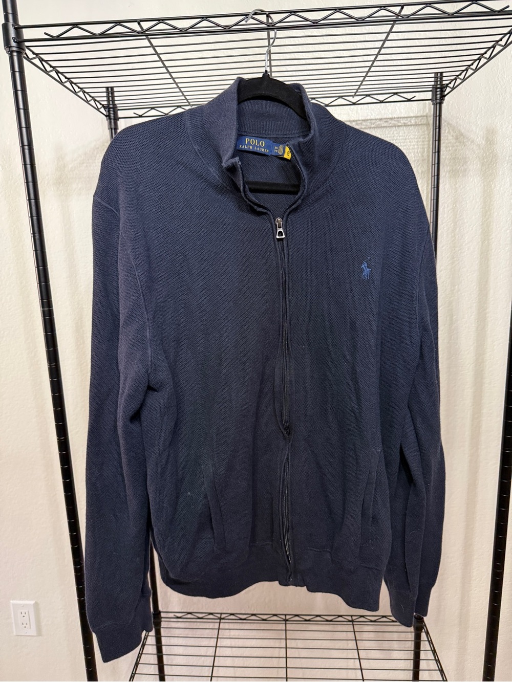 Ralph Lauren Navy Full-Zip Polo Knit Sweater